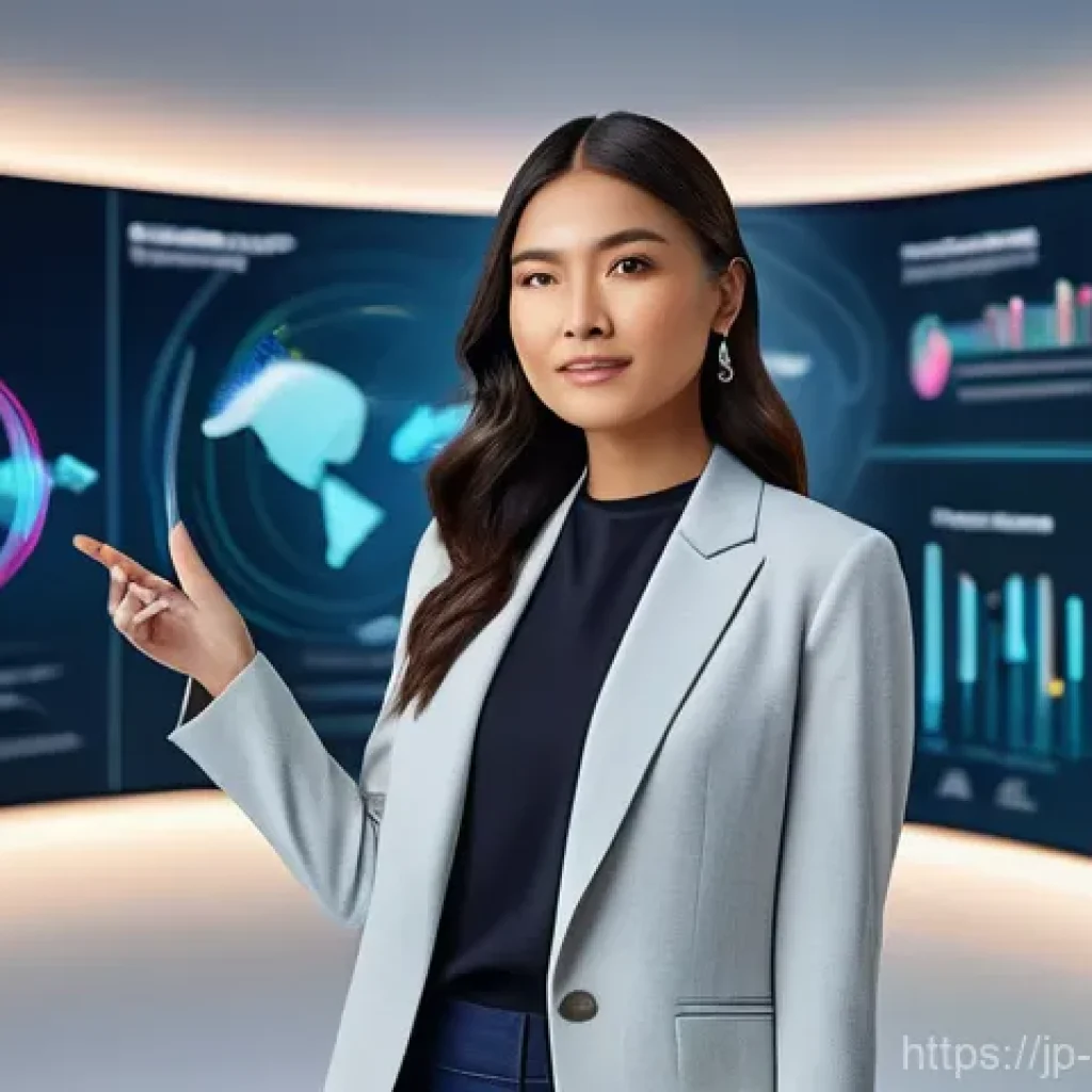 디지털 광고 활용법 - **Prompt:** A sleek, futuristic digital marketing studio where a female digital marketer in her late...