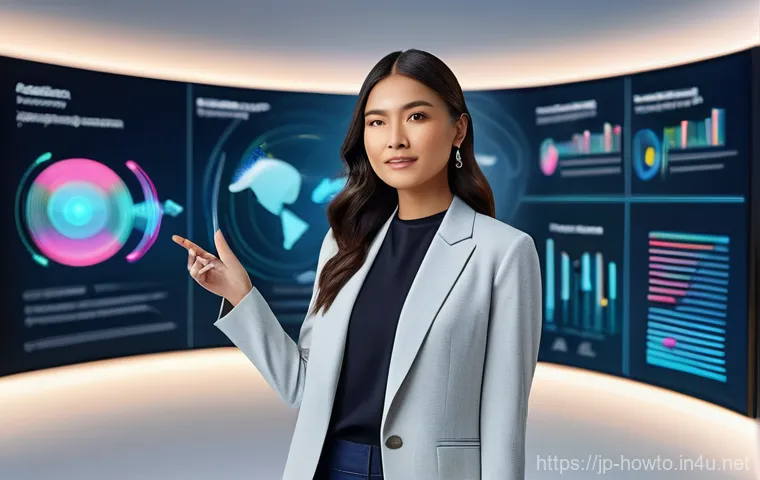 디지털 광고 활용법 - **Prompt:** A sleek, futuristic digital marketing studio where a female digital marketer in her late...