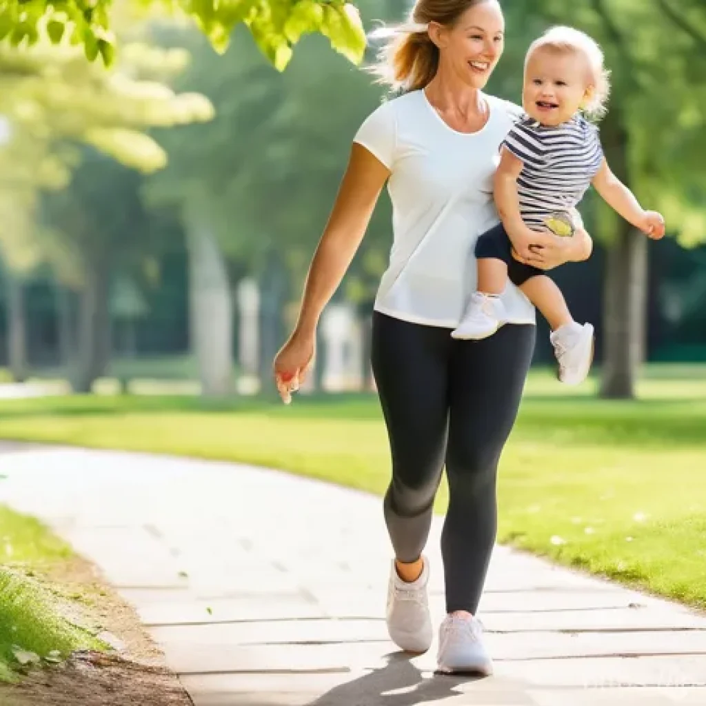 헬스케어 운동 루틴 - A radiant, fit woman in her mid-30s, dressed in tasteful, athletic leggings and a breathable t-shirt...