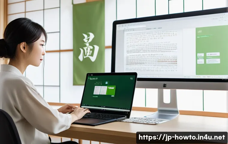 워드 자동화 기능 활용법 - A modern Japanese office setting with a young professional woman using Microsoft Word on a sleek lap...