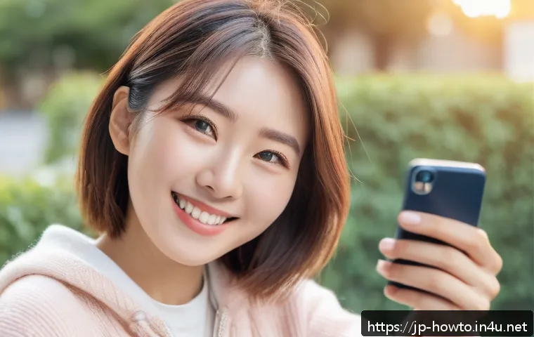 소셜 미디어 활용법 - A bright and natural smiling young Japanese woman taking a selfie for her SNS profile photo, wearing...